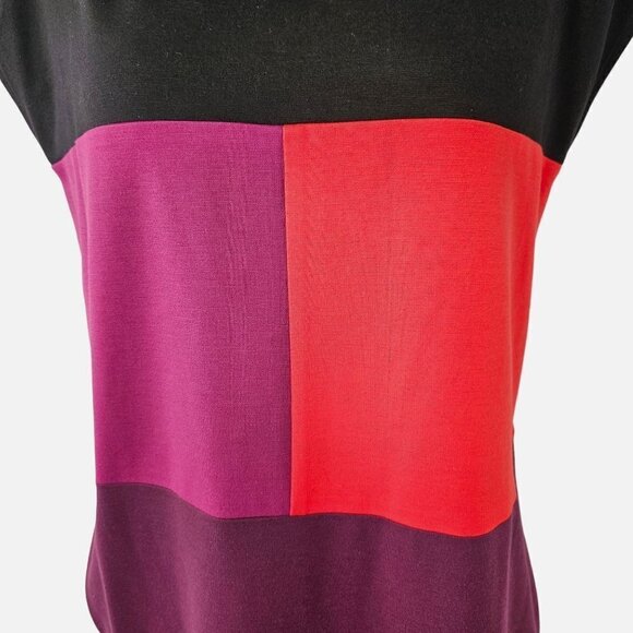 Narciso Rodriguez Shift Dress Color Block Knit Cap Sleeve Hand Pockets Womens S - Picture 2 of 11